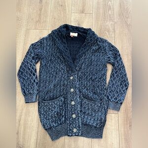 Anthropologie- Denim Blue Cable Knit Cardigan